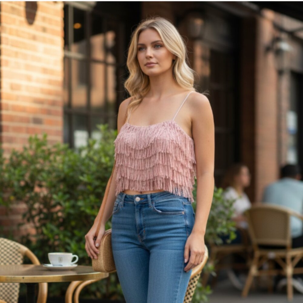 NWOT Zara Fringed Crop Top  2712/322 Small Bloggers Fav